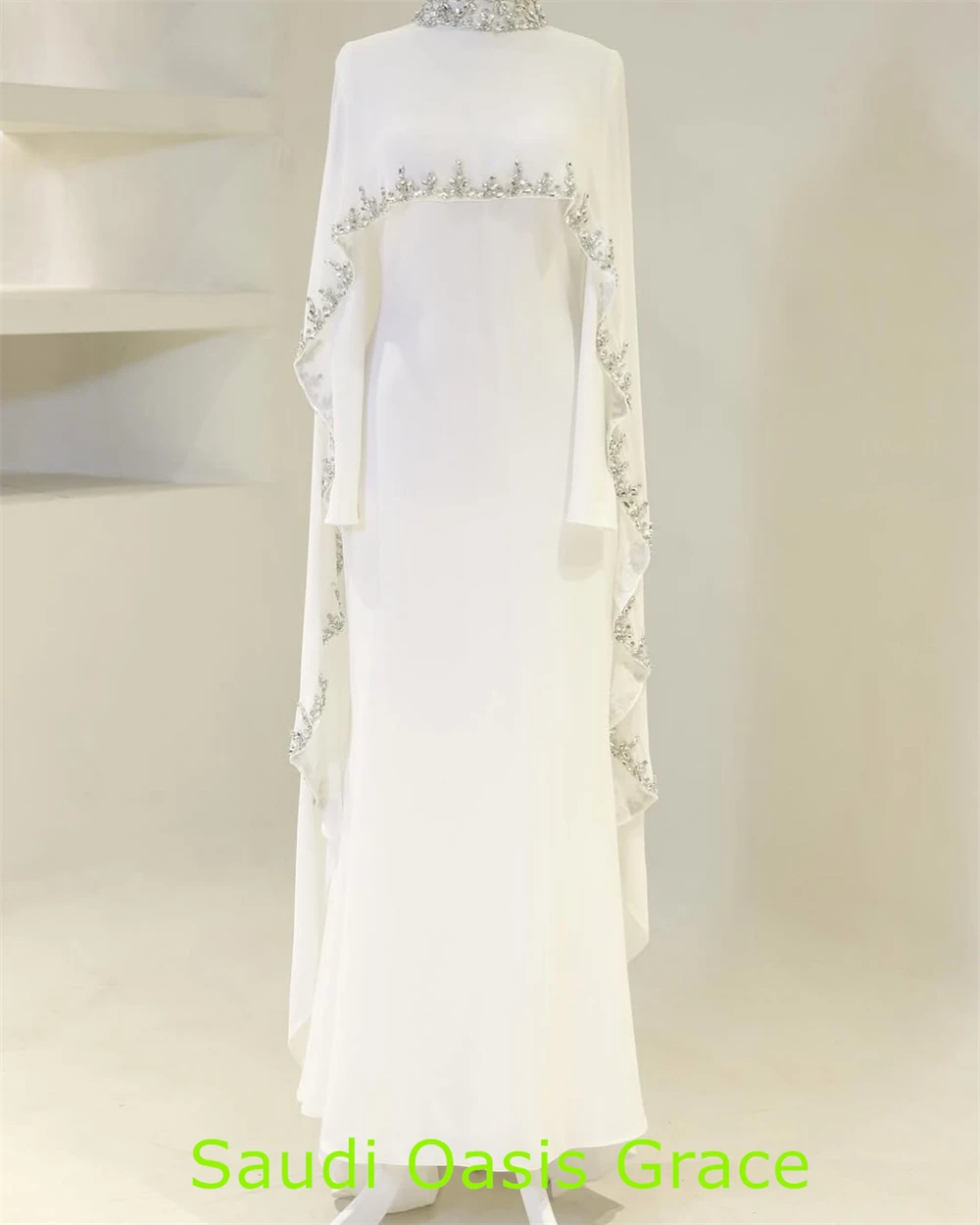 customizedCustomized Delicate Jersey Evening Dress Temperament Crew Neck Long Sleeves Party Dress Exquisite Floor Length Celebri image 5