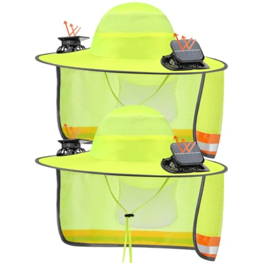 

Sun Hat for Outdoor Work and Fishing, UPF 50+ UV Protection, Wide Brim Safety Hat with Solar USB Fan, Black