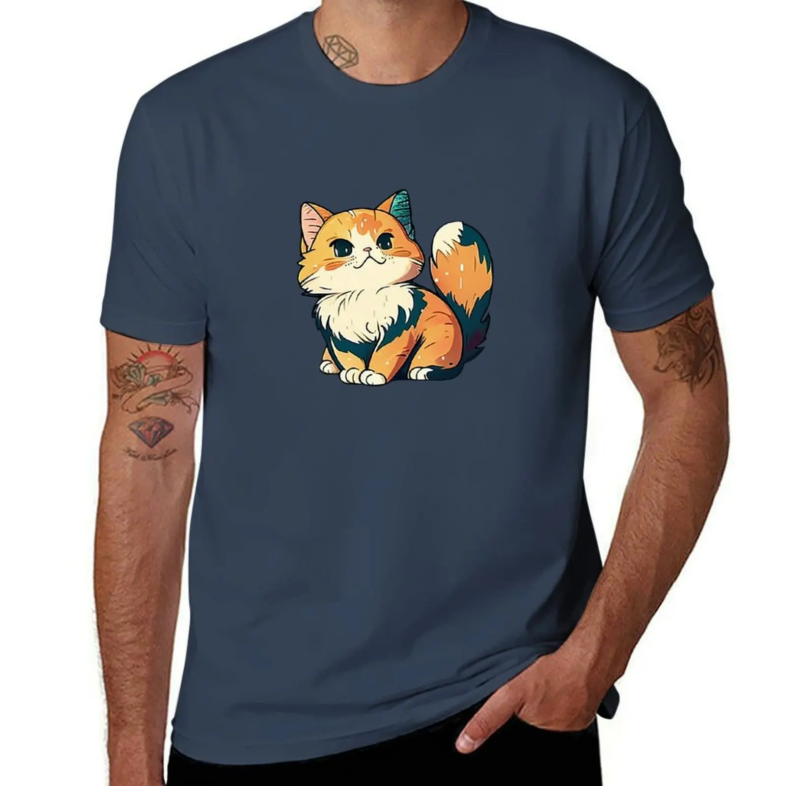 

Cute cat T-Shirt cotton t shirts man 100% t shirt man designer T-Shirt