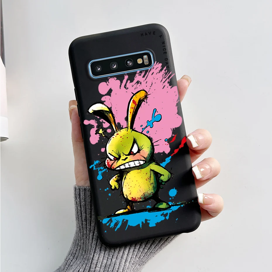 Case For Samsung Galaxy S10 S 10 Plus S10E Phone Cover Cute Rabbit Panda Painted Soft TPU Coque For Samsung S10 S10+ S10E Funda