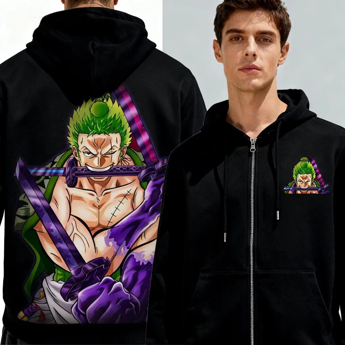 

One Piece 2025 Naruto New Hot Men's Graphic Hoodie Cotton Zip Jacket Windproof Thermal Coat for Cycling Sports Travel Party Wear