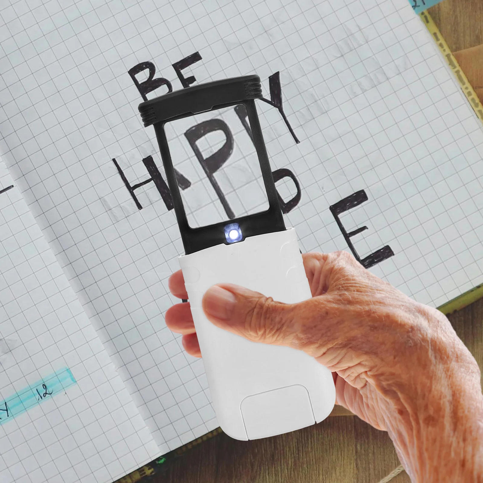 

Portable LED Magnifying Glass 4x HD Lens for Elderly Reading Books Maps Newspaper Adjustable Angle Lighting Magnifier