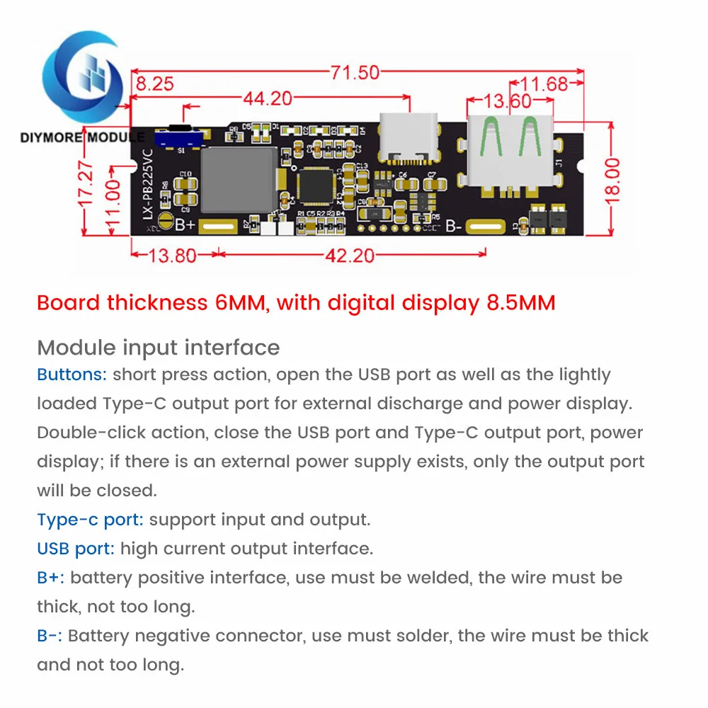 22.5W Bi-directional fast-charging mobile power module Circuit board DIY motherboard kits Light display VOOC support