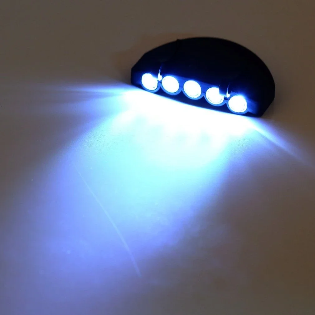 Super Bright Night Pesca 5-LED Cap Farol Cabeça Lanterna Cabeça Hat Clip sobre Luz Camping Acessórios de Pesca