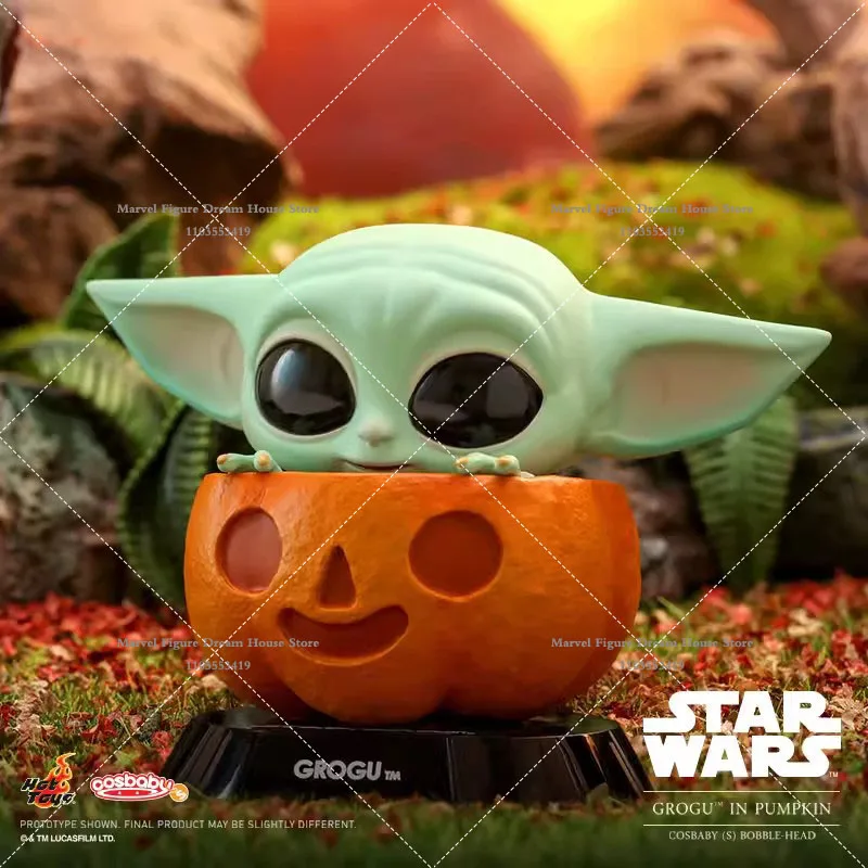 Original HT HotToys COSBABY Mini Collection Version Star Wars The Mandalorian Grogu Pumpkin 7.5cm Action Figure Doll