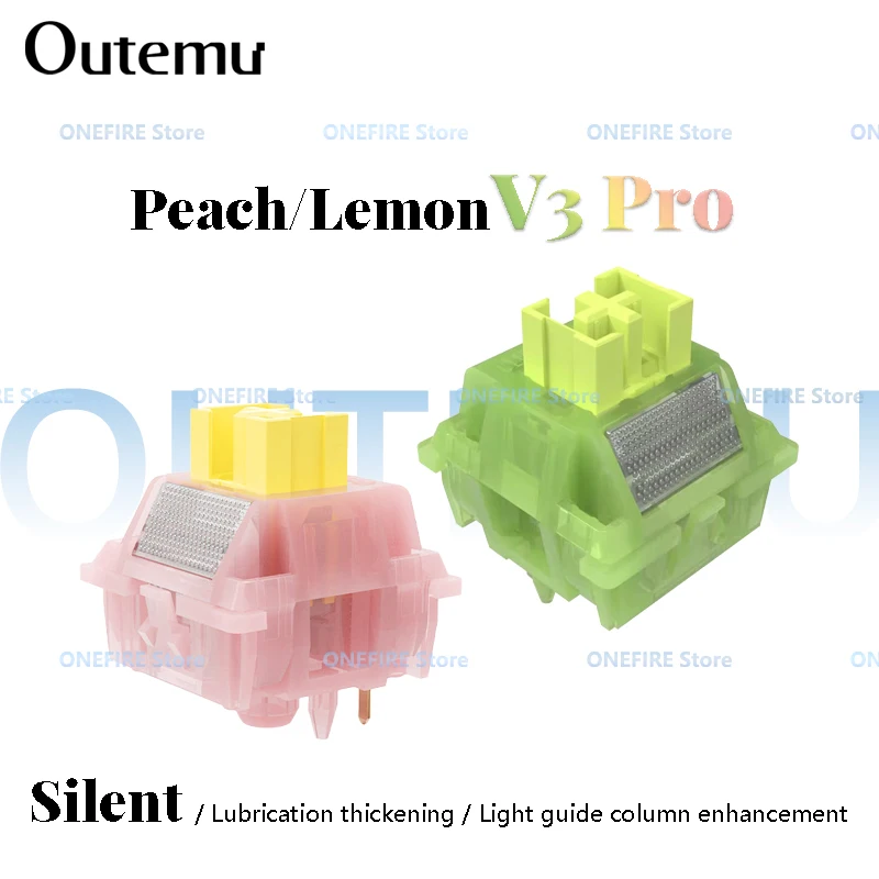 Outemu Silent Peach V3 Pro Lemon V3 Pro Switch Linear Tactile 5 Pins HotSwap Upgrade Lubrication and Light Guide Column