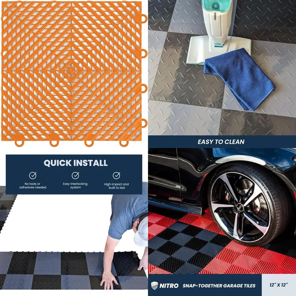 Non-Slip 12x12 Interlocking Plastic Garage Floor Tiles for Easy Snap-Together Installation, Ideal for Garage Organization and St