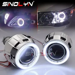 Sinolyn Angel Eyes 2.5 Inch Bi Xenon Projector Lenses For H7 H4 Headlights Mini H1 HID/LED Bulb Car Lights Demon Devil Lens DIY