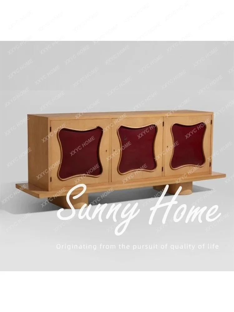 TTMedieval Solid Wood Small Apartment Living Room TV Cabinet, French Floor Cabinet Retro Model Room Locker