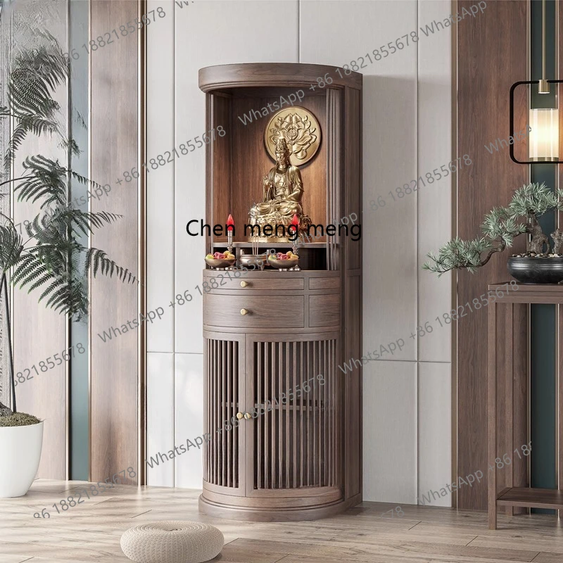 

New Chinese-style solid wood Buddhist shrine for home use, black walnut Buddhist cabinet Zen
