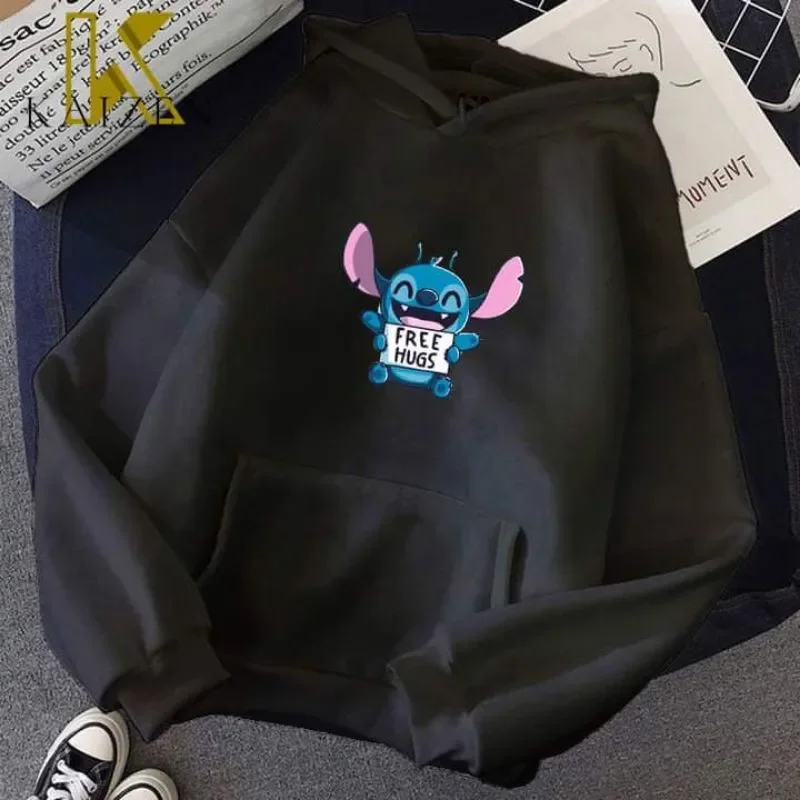 Disney-Sweat à capuche unisexe à motif de point, vêtements de couple, haut à la mode