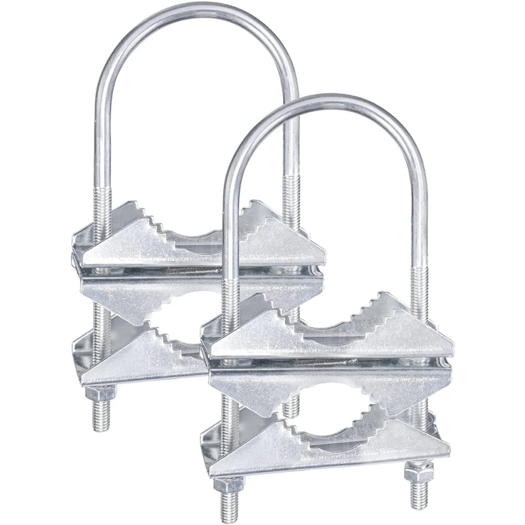 ABMI-Double Antenna Mast Clamp V-Jaw Bracket U Bolts Pipe Mounting Hardware 4 Sets For Yagi Wifi Antenna, TV Antenna,