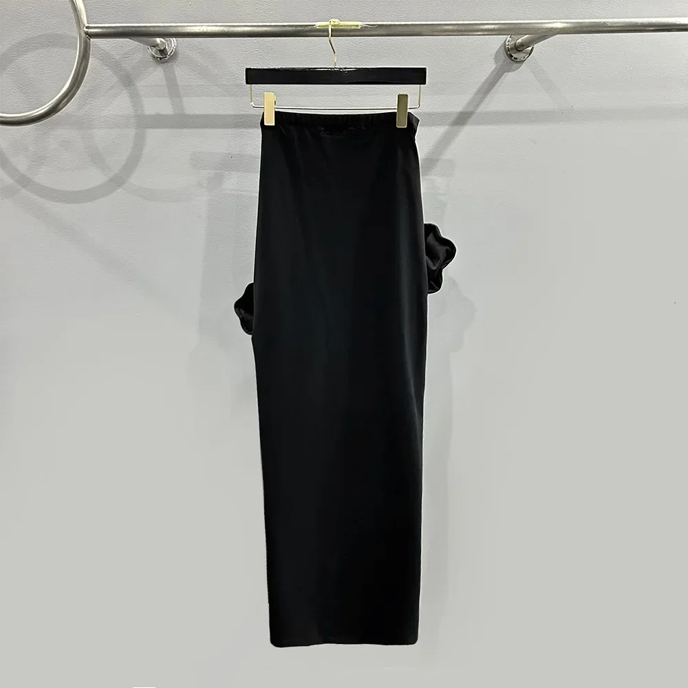 Pop Subhuman Women's YpUnique Large Ear Design Black Basic Loose-Fit Super Large Knit Long Dress Long Skirt