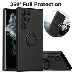 Liquid Silicone Ring Phone Holder Case For Samsung Galaxy S23 Ultra Plus S22 S21 S20 FE S10 S10E S10 Plus Note10 20 Cover