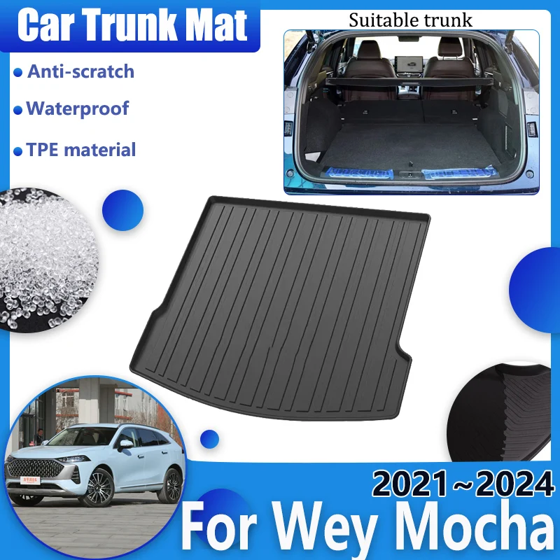 Car Accessories for GWM Wey Mocha 2021~2024 Coffee 01 Rear Trunk Floor Mat Clean Waterproof Anti-dirty Carpet 3D TPE Storage Pad