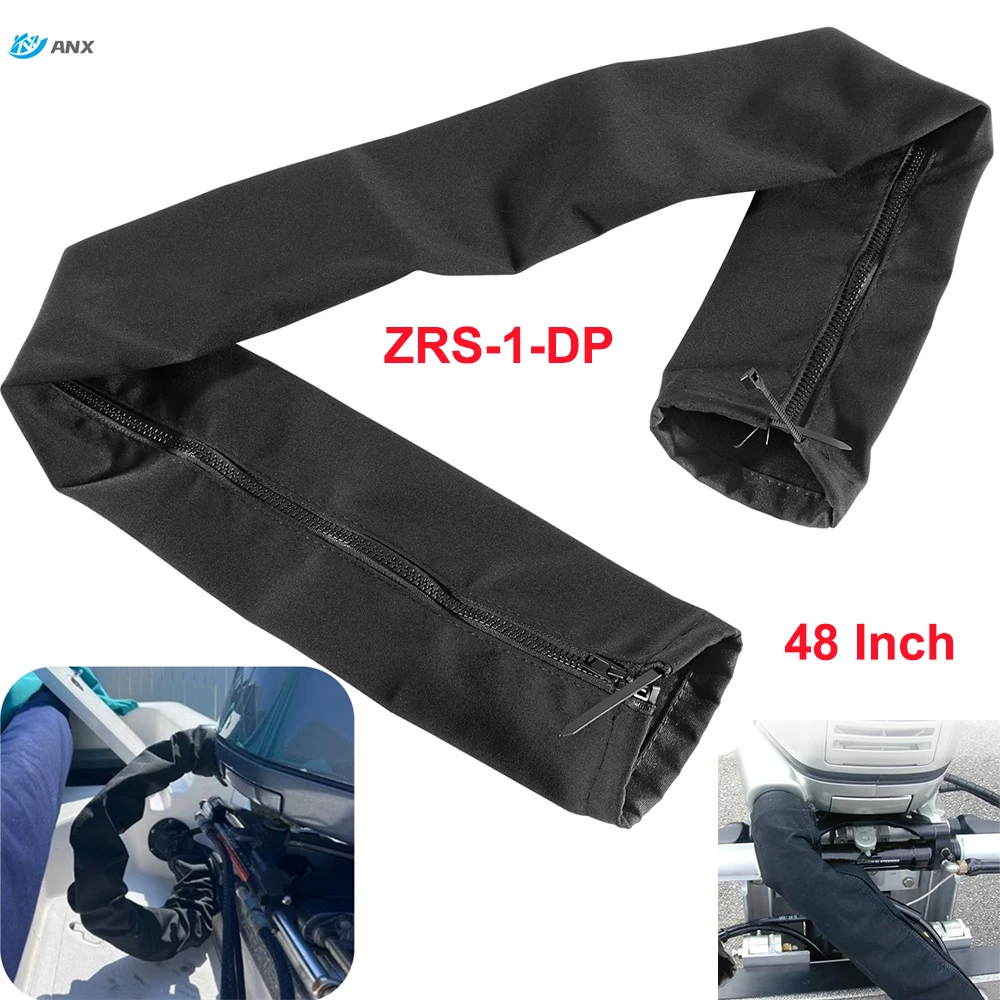 48 Inch Long Black Zippered Rigging Sleeve, ZRS-1-DP Casing, Trolling Motor Cable Organizer Sleeve Black for All Control Cables