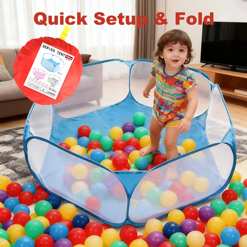 120cm Hexagon Children Ball Pool Mesh Fence Tent Portable Foldable Versatile Kid Playground Indoor Yard Garden Baby Game Playpen