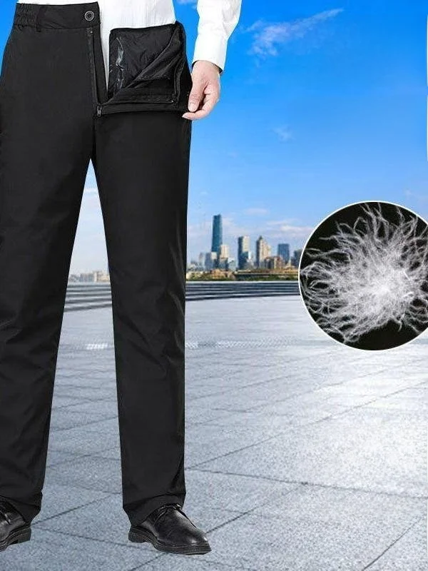 

Men's down Trousers High Waist Straight Leg Thi Warm Cotton Pants Winter Outerwear Youth Faion Long Pants Other Material