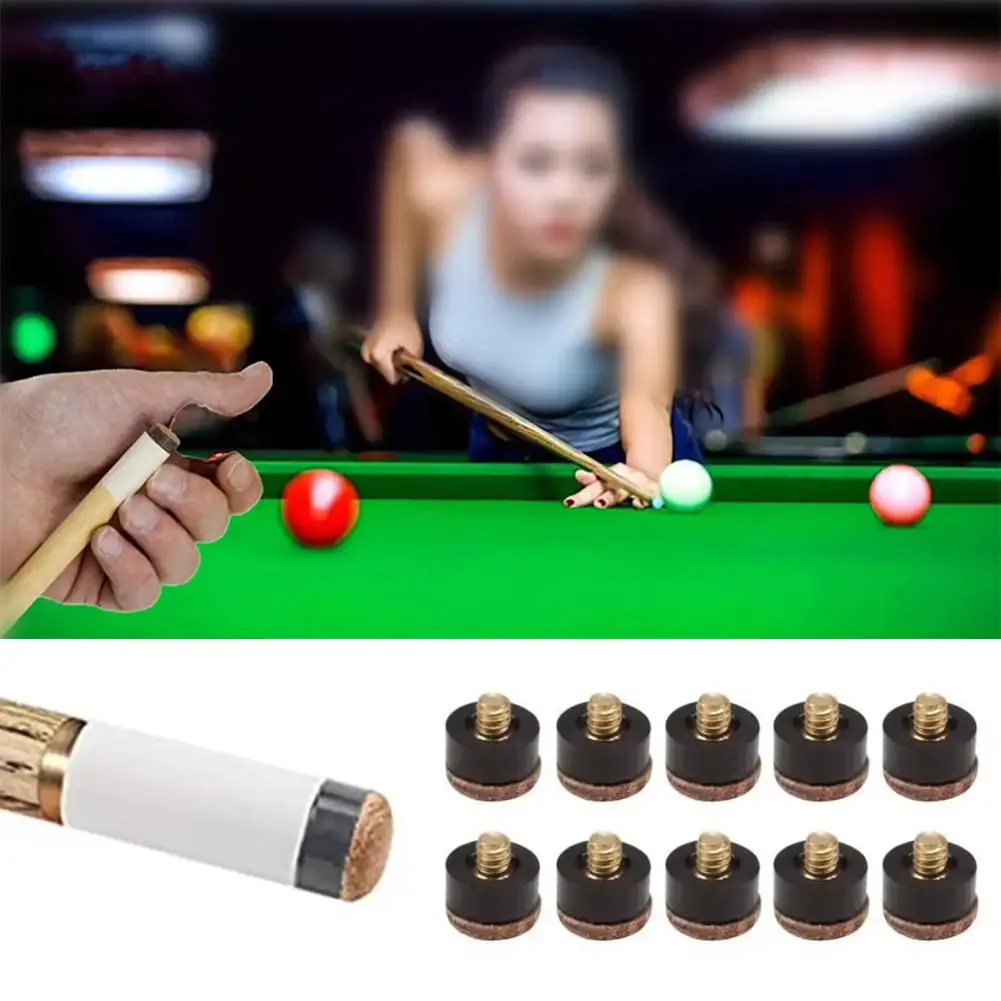 10Pcs/Pack 10/11/12/13mm Billiard Replacement Set Pool Cue Tips Pool Billiard Cue Stick Ferrules Screw-On Tips for Snooker