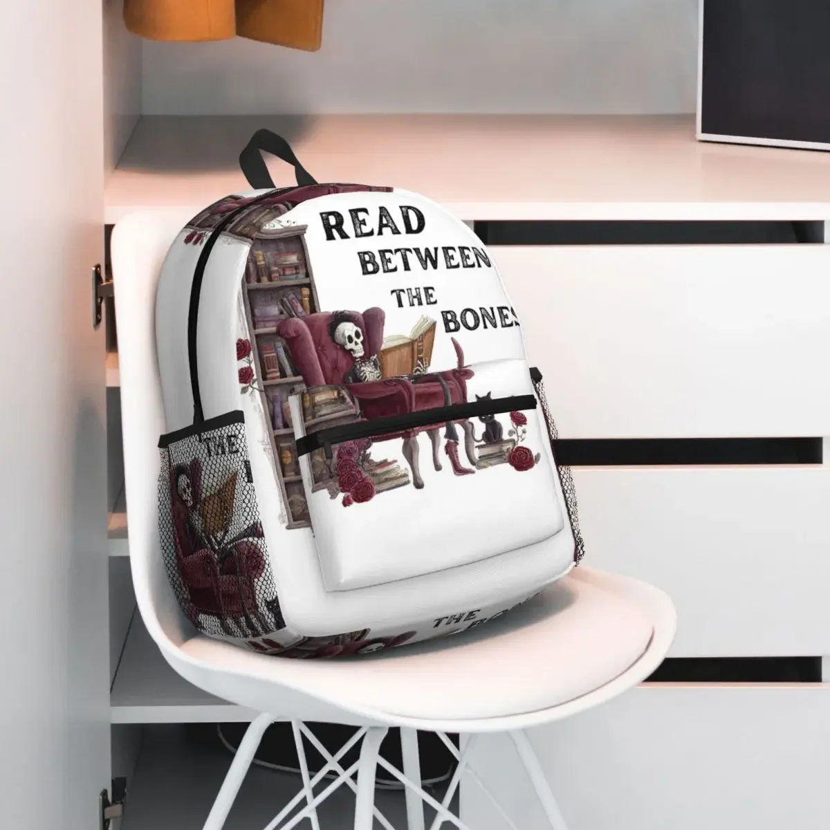 

Прочтите между костями, готический рюкзак со скелетом для чтения, рюкзак для мальчиков и девочек, сумка для книг, школьная сумка, сумки на плечо для мужчин и женщин