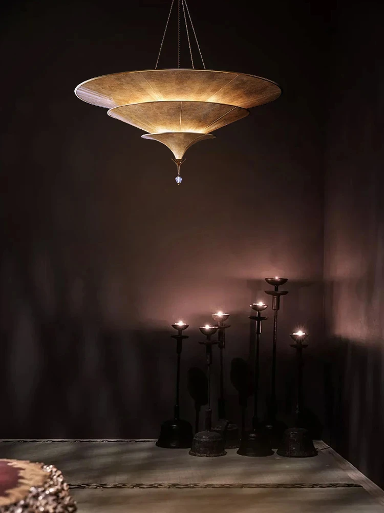 Buddhist Mood Teahouse Chandelier Southeast Asian Hanging Lamp Wabi-sabi Pendant Light for Home Staircase Decor Room Lustre