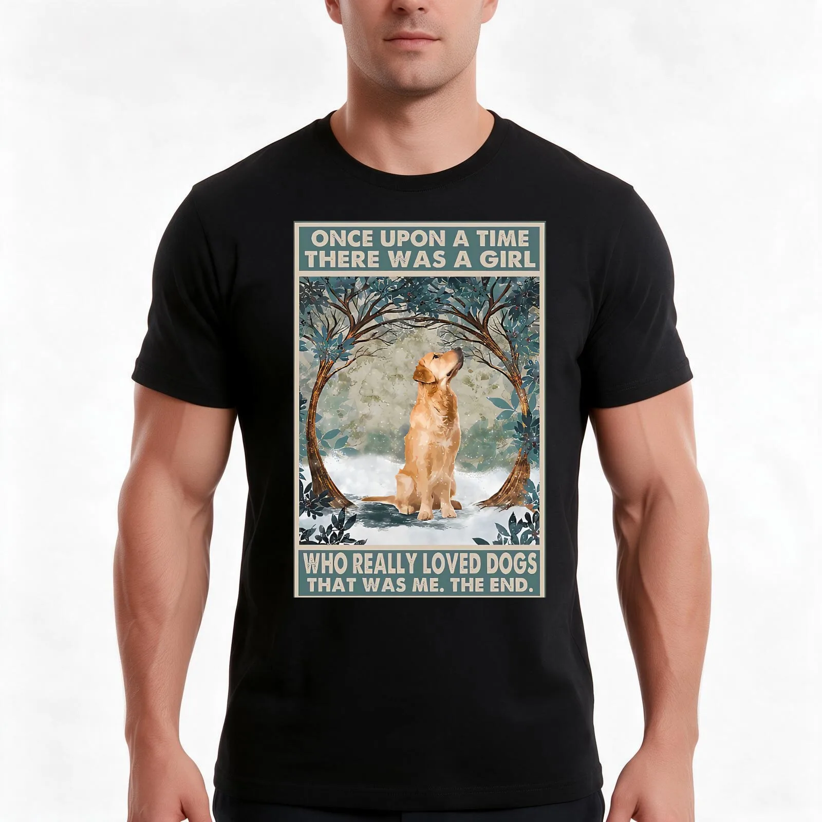 Once Upon A Time There Was A Girls Who Really Loved Golden Retriever Dog T-Shirt Summer Casual Cotton Tee Unisex Men Women