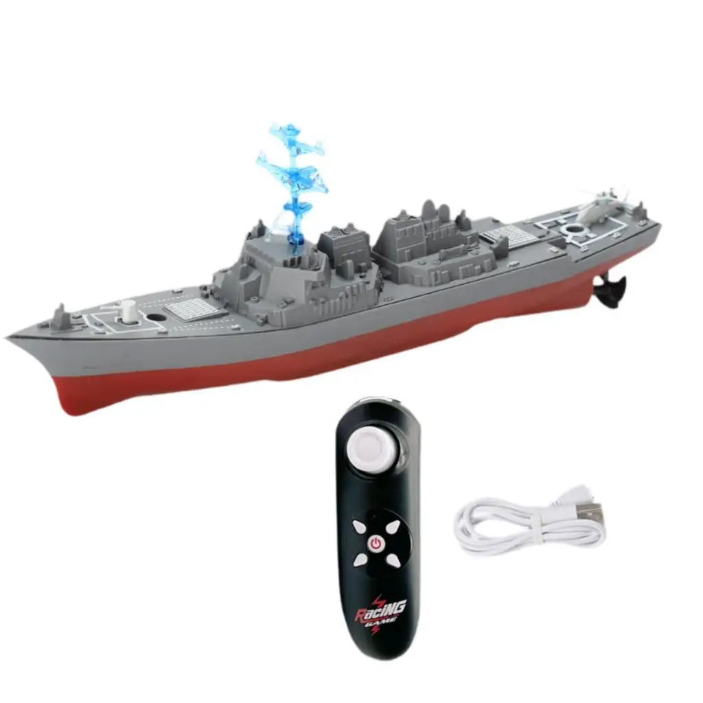 RC Boat Dual Propellers and Dual Motor for Boys Kids Gift with Night Light Display 10km/H Electric Water Toy Remote Control Ship