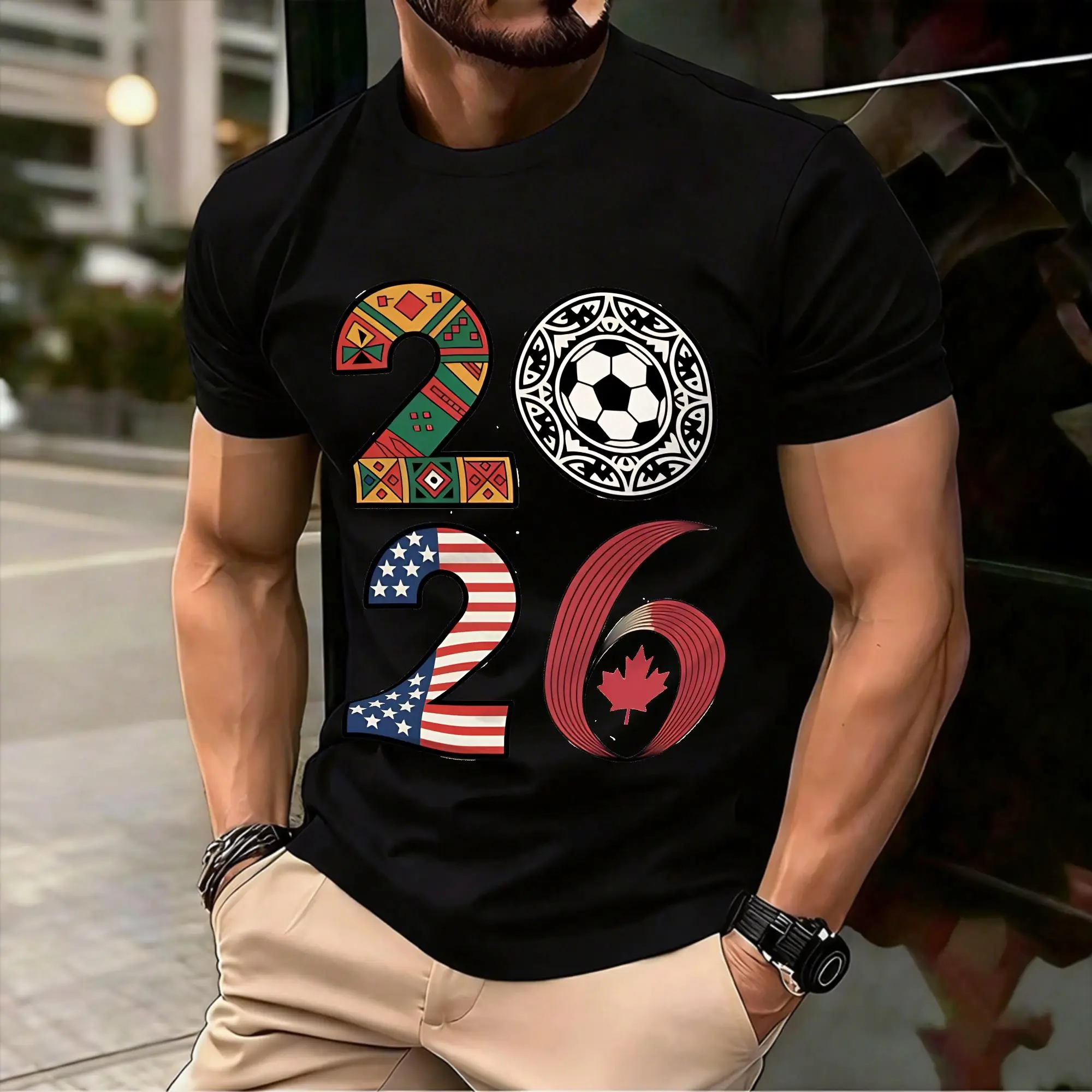 2026 Football Countries USA,Canada Mexico T-Shirt Summer  Cotton T Shirts For Male Print Tshirt Short Sleeve Y2K Retro Tops