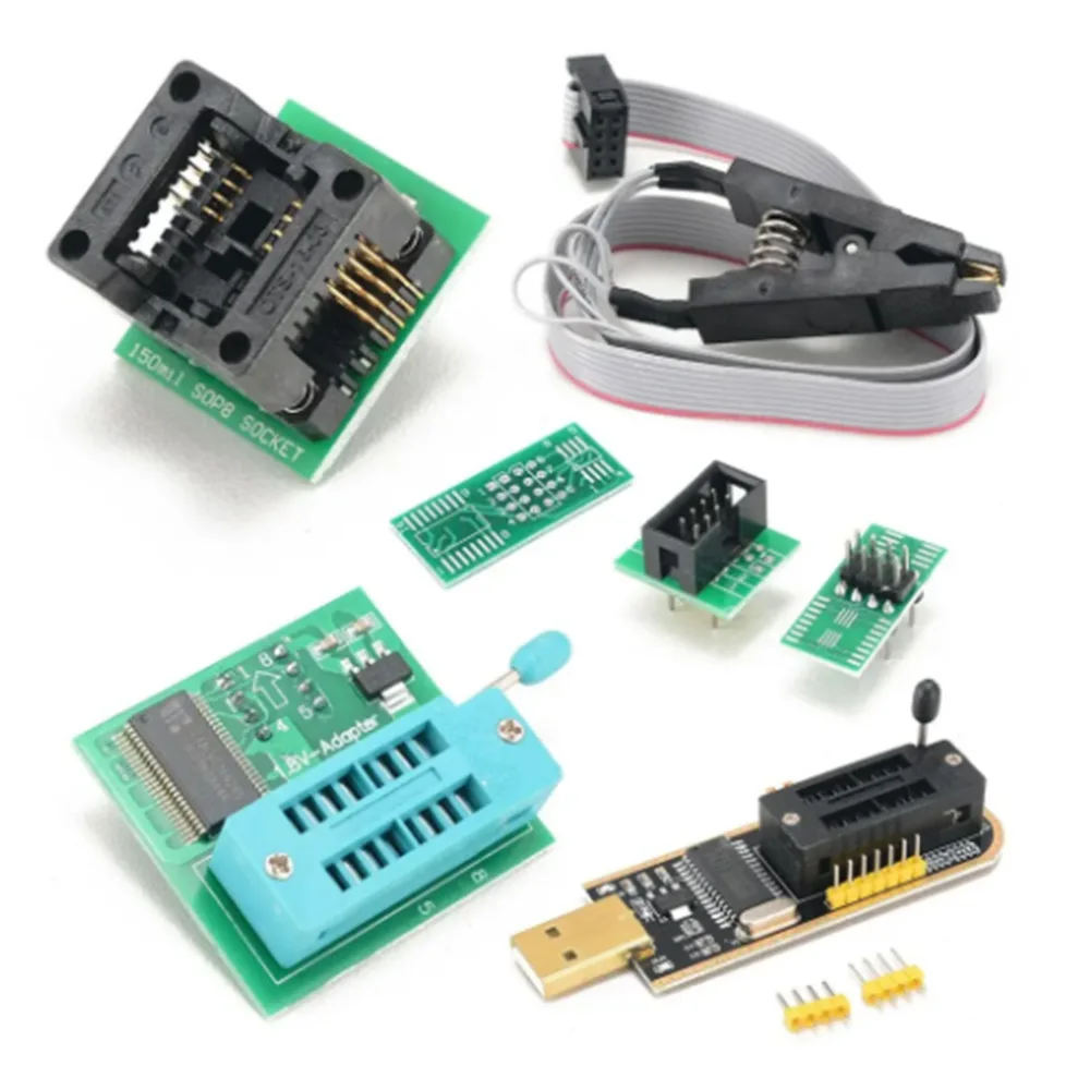 CH341A Programmer Module DIY KIT 24 25 Series EEPROM Flash BIOS USB with SOIC8 SOP8 Test Clip for 93CXX 25CXX 24CXX
