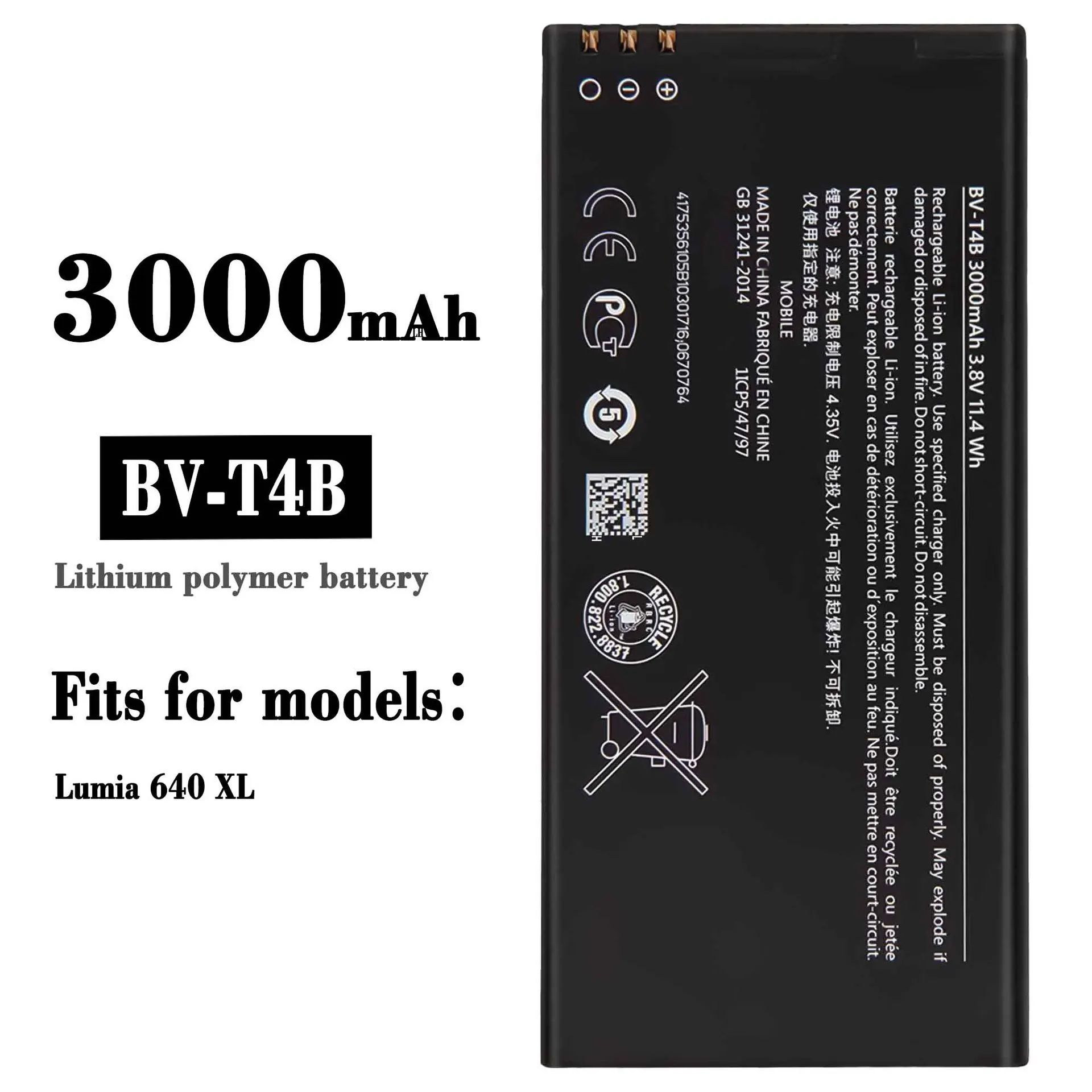 BV-T4B  Replacement Battery For Nokia Lumia 640 XL 3000mAh High Quality Mobile Phone Built-in Lithium Latest Batteries