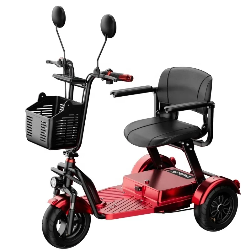 10 Inch Family Mobility Scooter 3 Wheels Foldable 1000W 48V Mini Electric Tricycle With Basket Removable Battery Remote Control