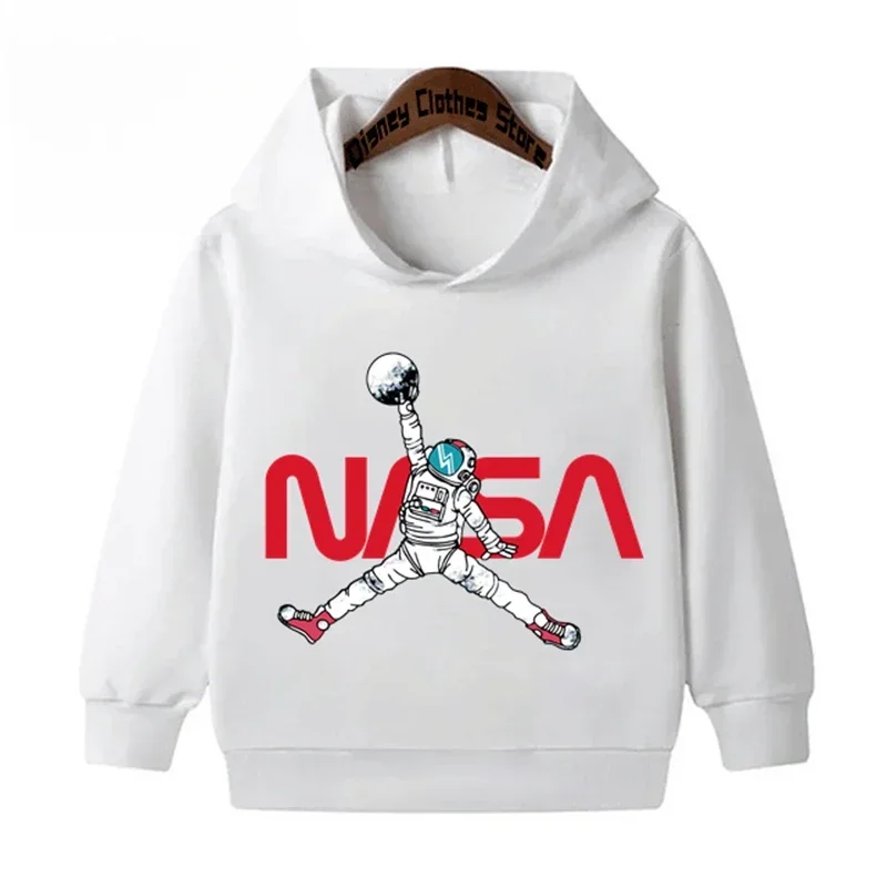 Boys and girls 3-14 years old exploration space astronaut print children's new rocket hoodie sports pullover sweatshirt