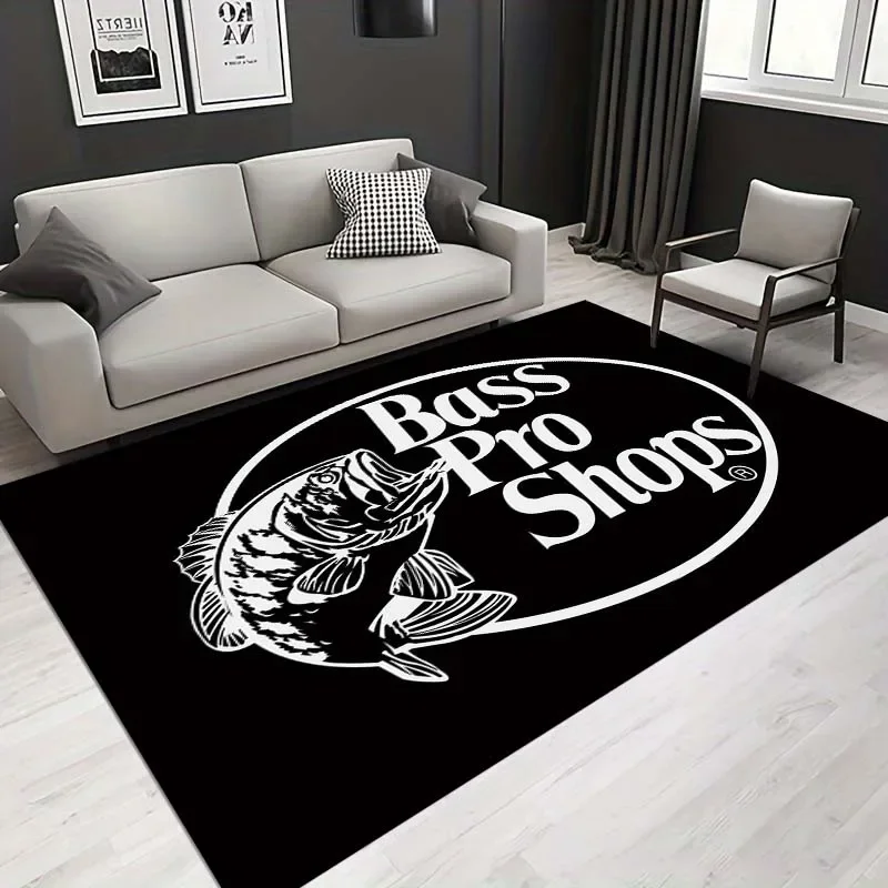 Fishing B-Bass Pro Pattern Living Room Bedroom Carpet Bedside Bathroom Floor Mat 15 Size Custon Pattern Area Rug Room Club Decor