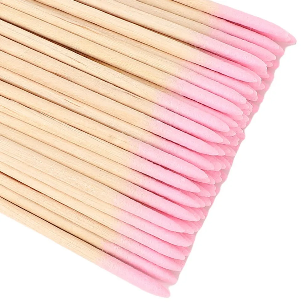 10 Bags Dual-End Pointed Double Pointed Cotton Swabs Wooden Stick Body Precision Tip Cleaning Swabs Manicure Cotton Stick
