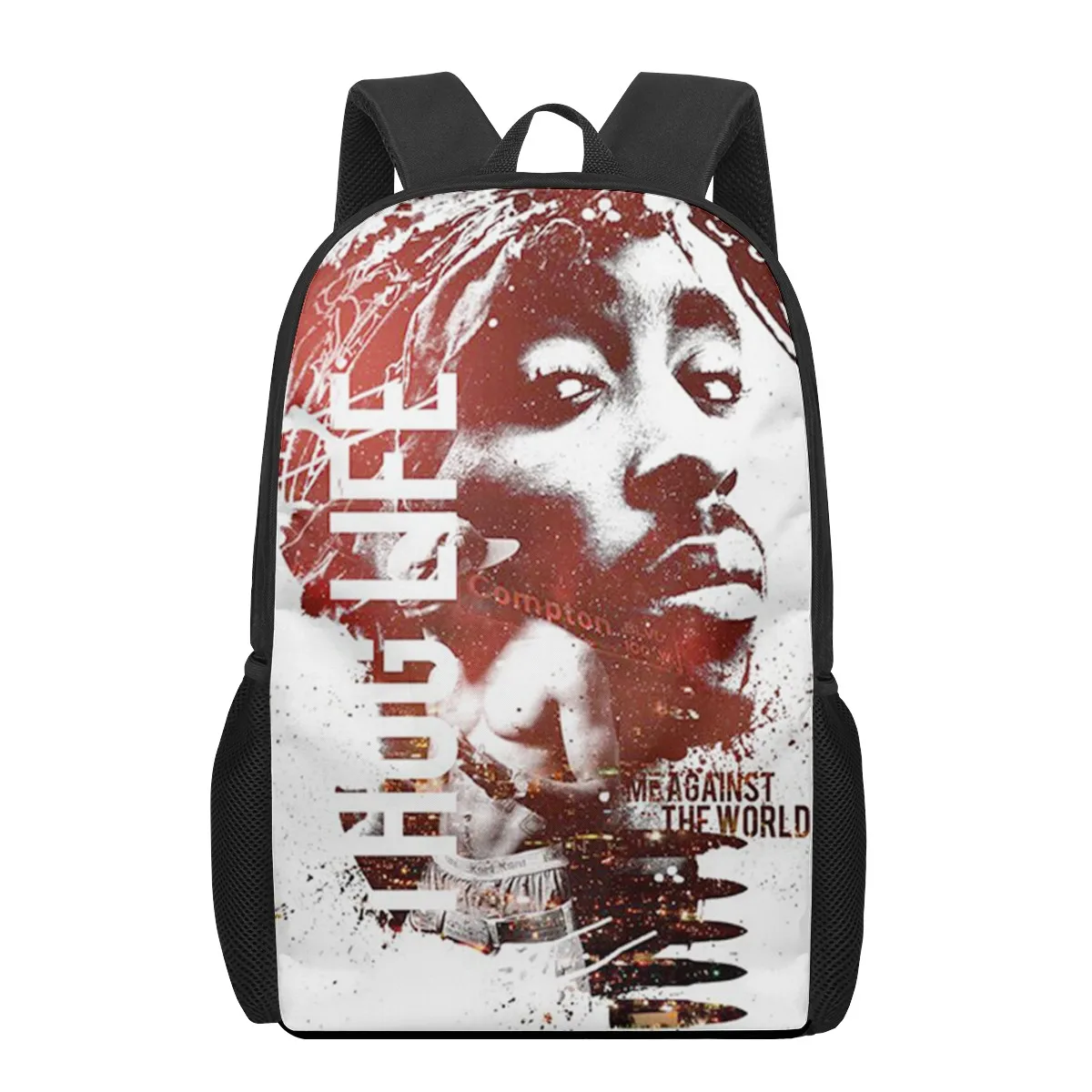 Rapper 2pac Sänger Tupac Muster Kinder Schultaschen für Mädchen Jungen Teenager Schulrucksäcke Kinder Schulranzen Studenten Büchertasche