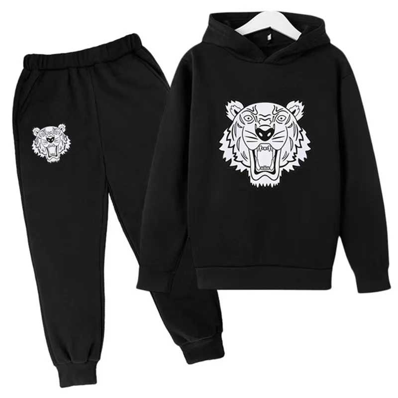 

Tiger head print Kids Hoodie tops+Pants Set Toddler Coat spring autumn Children's 3-12 Year Boy Girl Sweatshirt leisure Clothing