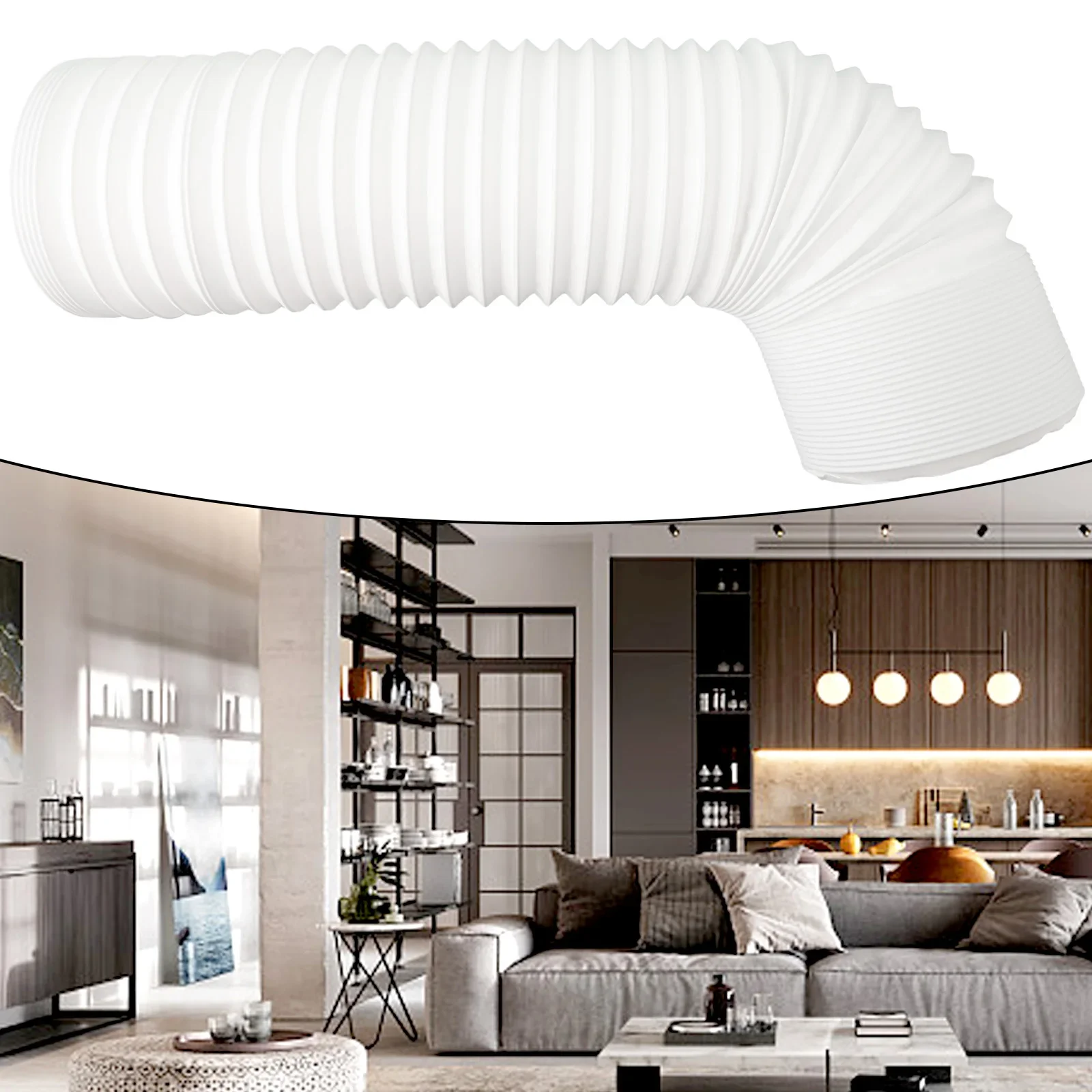 Tubo de escape de aire acondicionado, extensión de conducto, portátil, blanco, Extra largo, mejora del hogar, PVC + alambre de acero
