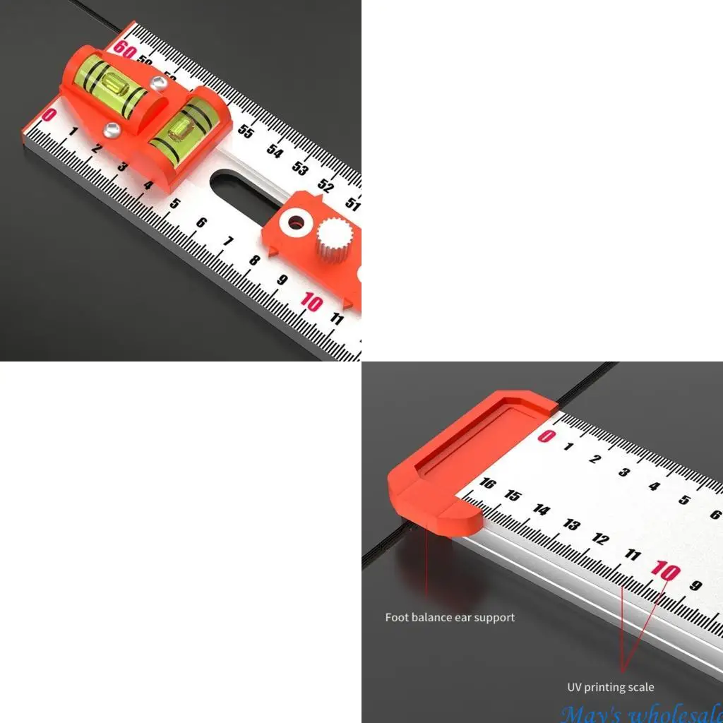 2 in 1 Positioning Ruler AngleScriber TShaped Ruler Woodworking ToolAluminium 448A
