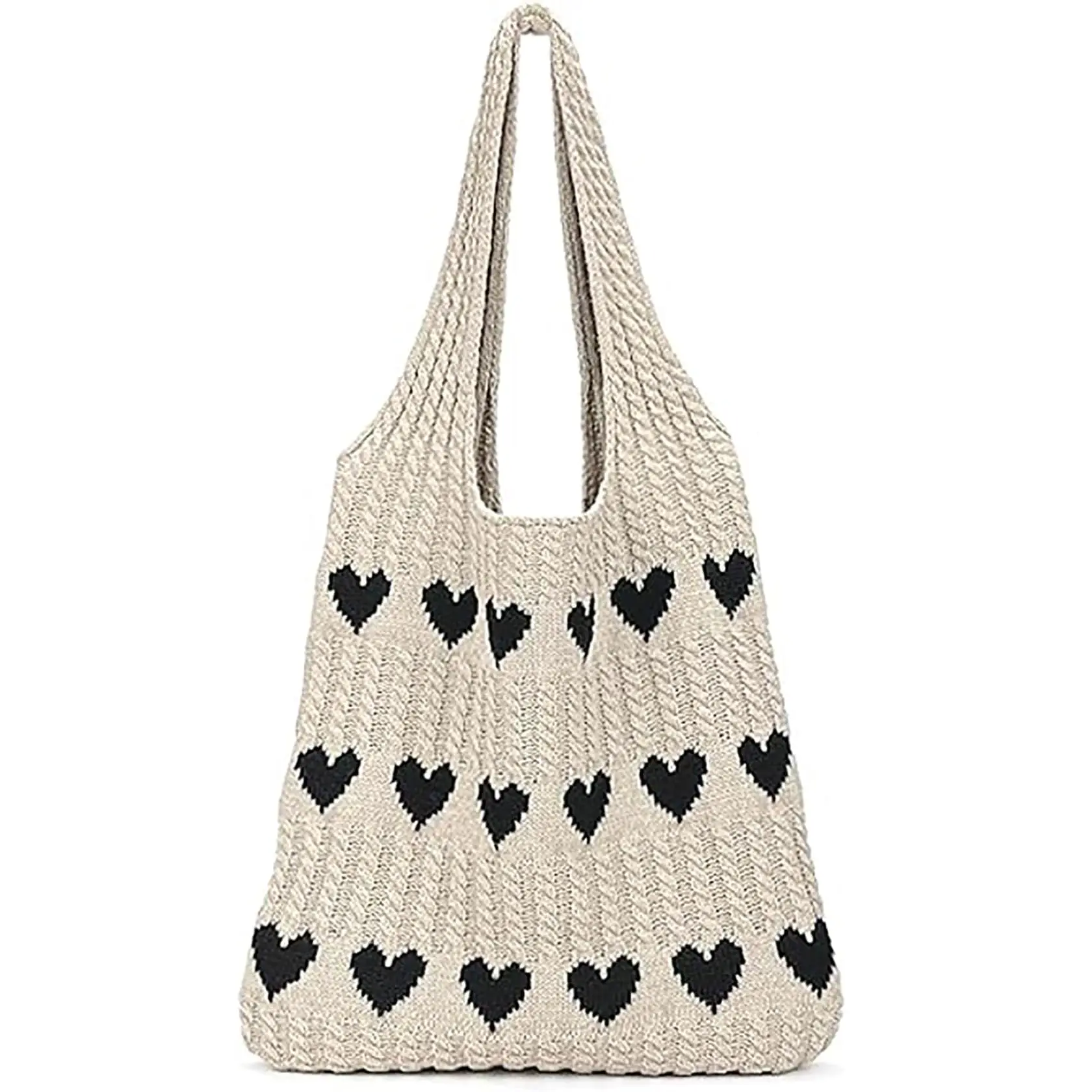 Gestrickte Schulter-Tragetasche Große Häkel-Strandtasche Hobo-Tasche Ästhetische Tragetaschen für Frauen – Detail 12