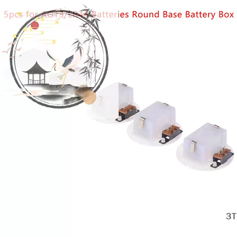 5Pcs For AG13 With Switch Round Base Battery Box Button Compartment Craft Base Battery Storage Case Battery Compartments