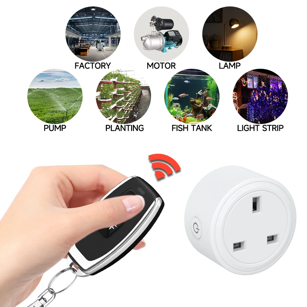 Cerhot 20A RF433 Presa UK Interruttore di telecomando senza fili Spina di alimentazione Presa on/off utilizzata per lampade e piccoli elettrodomestici