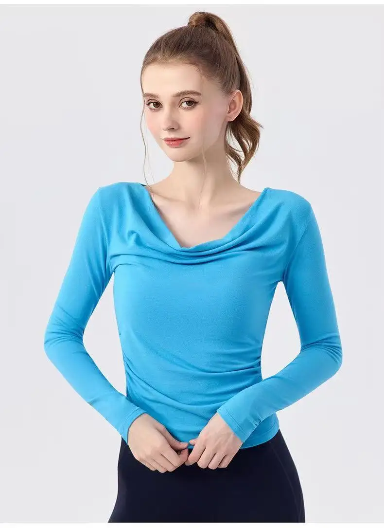Neues Herbst-Langarm-Yoga-Gym-Workout-Oberteil, feminines One-Shoulder-Top, schlanke Sport- und Fitness-Trainingskleidung für Laufen und Pilates – Detail 3