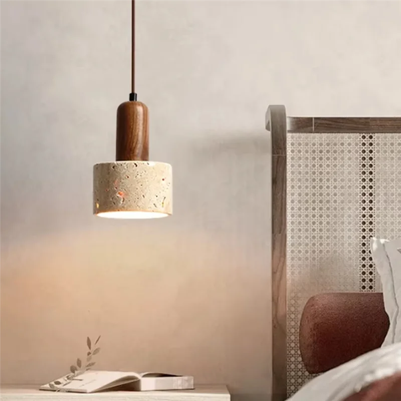 مصباح قلادة LED من WORTHOWN-Yellow Travertine 3 ألوان يعتم 110-240 فولت مصباح معلق شمالي مثالي بجانب السرير والمطعم