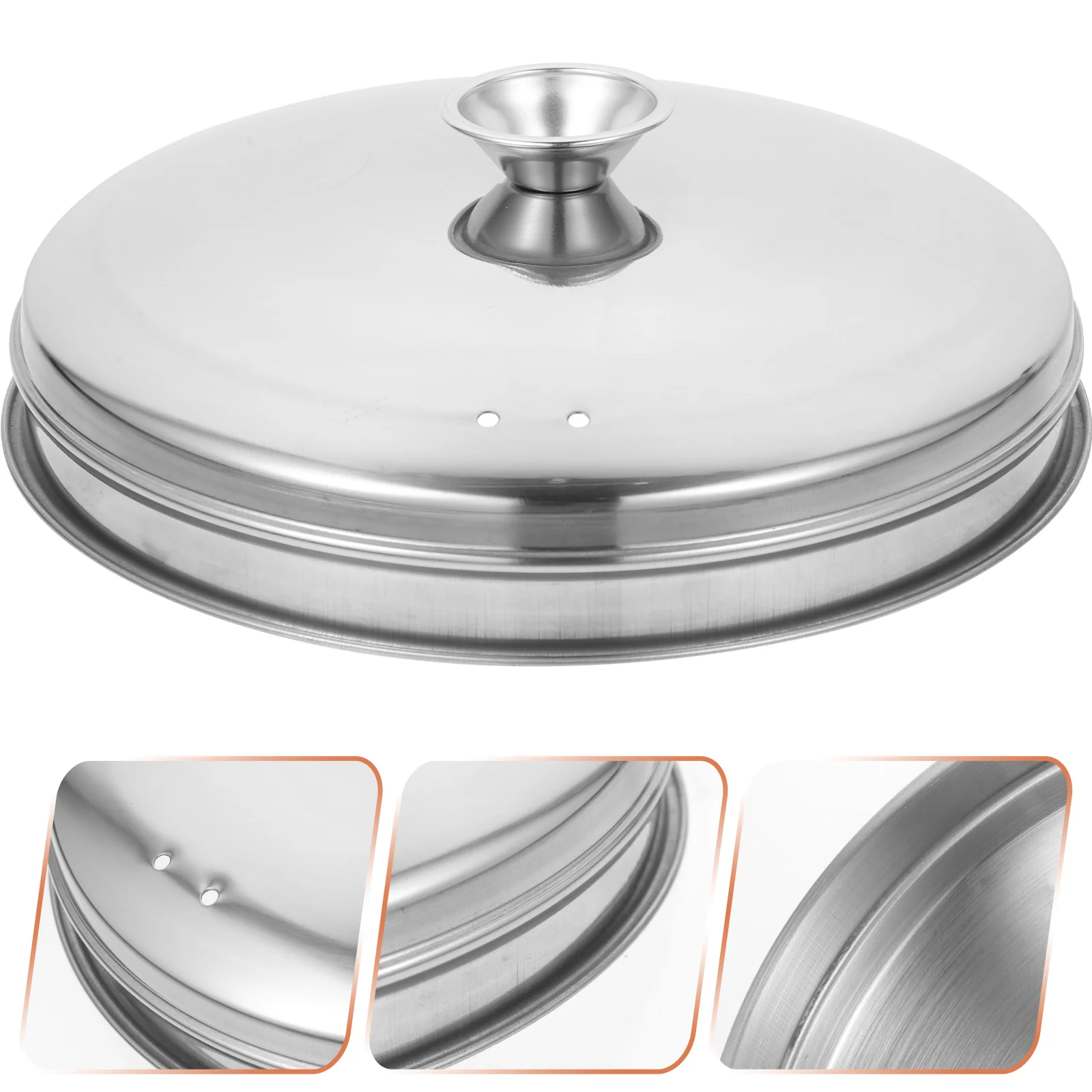 

Stainless Steel Steamer Lid Food Covers Anti Splashing Binaural Melting Dome Protective Cheese Kitchen Supply