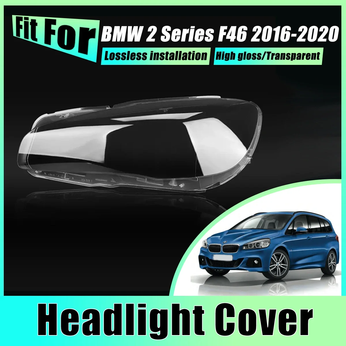 Headlight Cover For BMW 2 Series 2016-2020 Gran Tourer F46 GT 2x Head Light Cap Front Len Fog Lampshade Headlamp Car Accessories