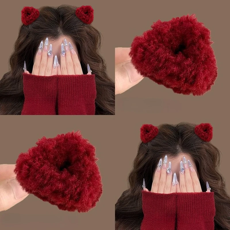 

2 шт. милых плюшевых заколок для волос в форме кошачьих ушек, осенне-зимние, треугольные, маленькие, для фиксации прядей, челки и боковых прядей, аксессуар для волос