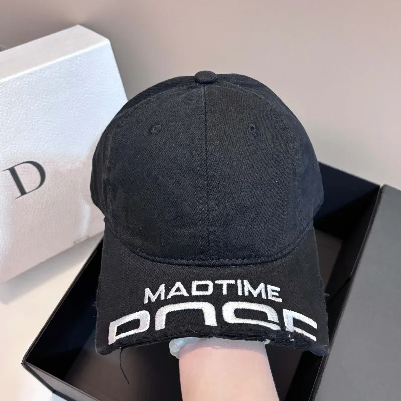 

Embroidered Distressed Baseball Cap Unisex Flat Brim Face Slimming Adjustable Outdoor Sports Streetwear Free Shipping​​