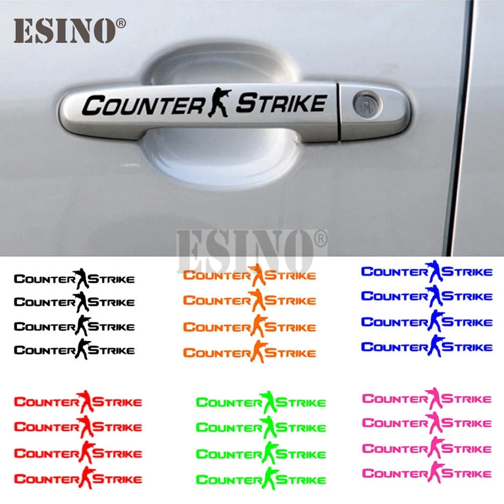 

4 x Car Styling Funny Game CS Counter Strike Car Stickers Decorative Car Door Handle Decal PVC 3D Carving Auto Decal Vinyl