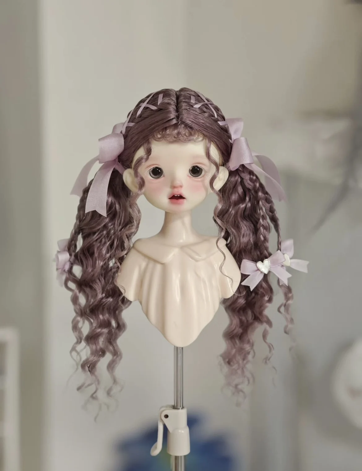 BJD wig vintage curly doll hair, hairpiece with braids, mohair hairstyle wigs doll hair free shipping