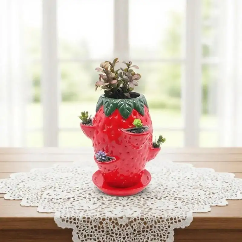 E8BD Ceramic Herb Holder with Side Openings for Balcony Window Use